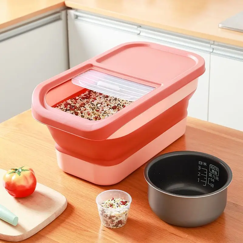 

Kitchen Rice Storage Foldable Dog Food Storage Container Eco-Friendly Pet Food Container Lids Airtight Cat Food Containers