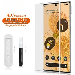 3 - Pack Full Adhesive UV Liquid Tempered Glass Screen Protector with Fingerprint Unlock for 3Glass 3Glue 1Lamp (For Pixel 6 Pro)