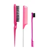 3PCS Hair Brush Set,Hair Styling Comb Including Dual Sided Edge Brush & Rat Tail Comb and Teasing Comb for Women Girl Barber 1
