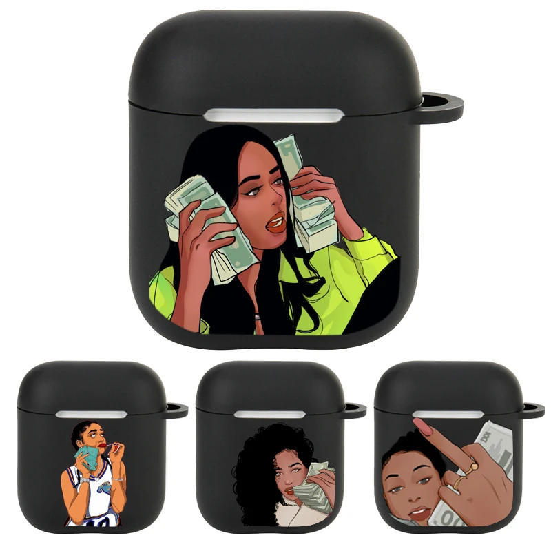 Fare Soldi Non Amici Black Girl Princess Beauty Matte Black Per Air Pods 1 2 3 Cover Per Apple Airpod Pro 2 Accessori Custodia