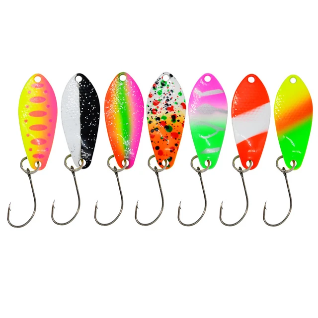 JYJ 2.3g 3g 3.5g 7pcs small spoon spinner fishing lure bait , metal tiny  wobbler