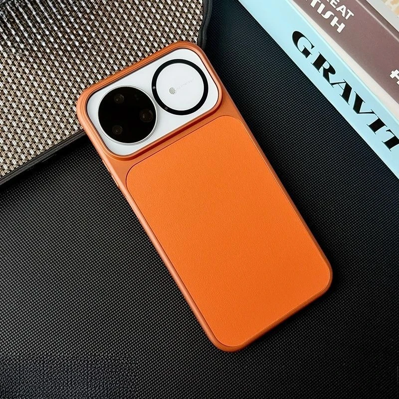 Fashionable Plain Leather Matte Anti-Slip Magnetic Phone Case - Shockproof Cover