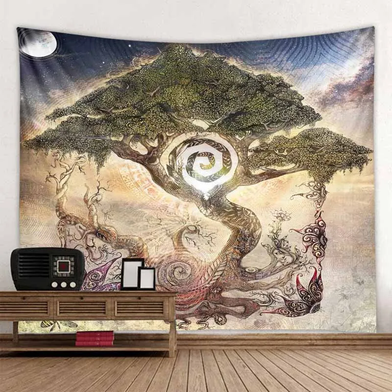 

Sun Moon Butterfly Tree Vintage Art Tapestry Mandala Decoration For Bedroom Tapestries Livingroom Decoration Mural Tapestries