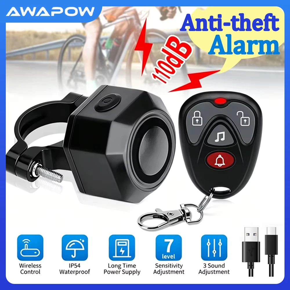 Extractme Alarme antivol pour moto, alarme de vibration, télécommande, 113 dB, étanche, système de sécurité pour scooter et vélo 1