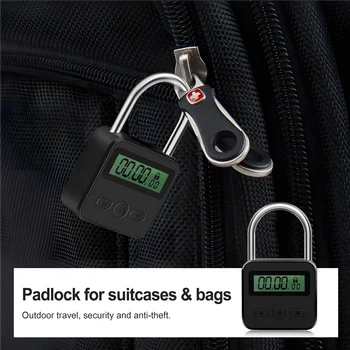 A42Z-Metal Timer Lock LCD Display Multi-Function Electronic Time 99 Hours Max Timing USB Rechargeable Timer Padlock 1