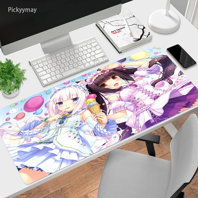 

Chocola Nekopara Anime Large Size Mouse Pad Cute Natural Rubber PC Computer Gaming Mousepad Desk Mat Locking Edge Carpet Kawaii