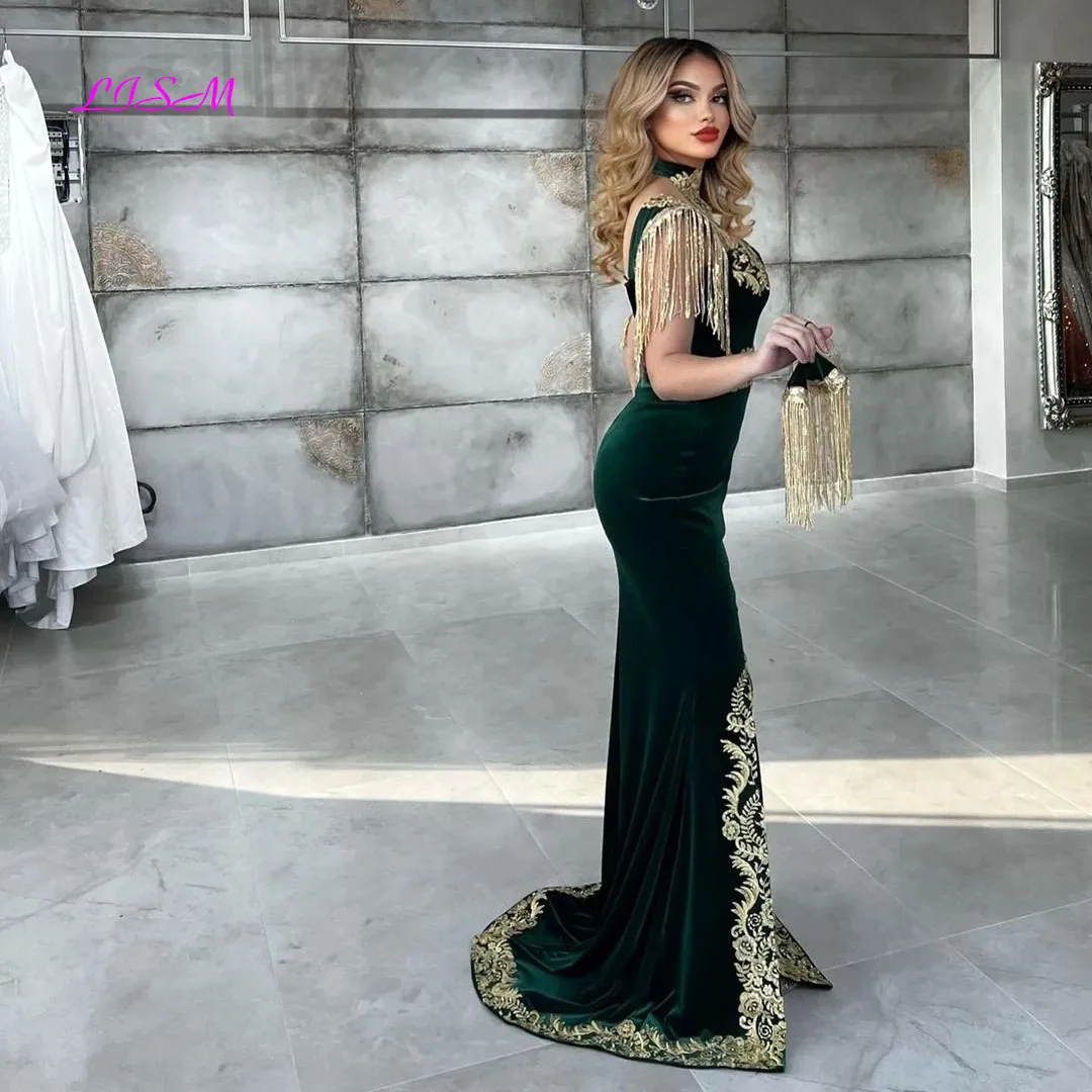 green emerald velvet dress Green Velvet Kaftan Dress - Haute Form