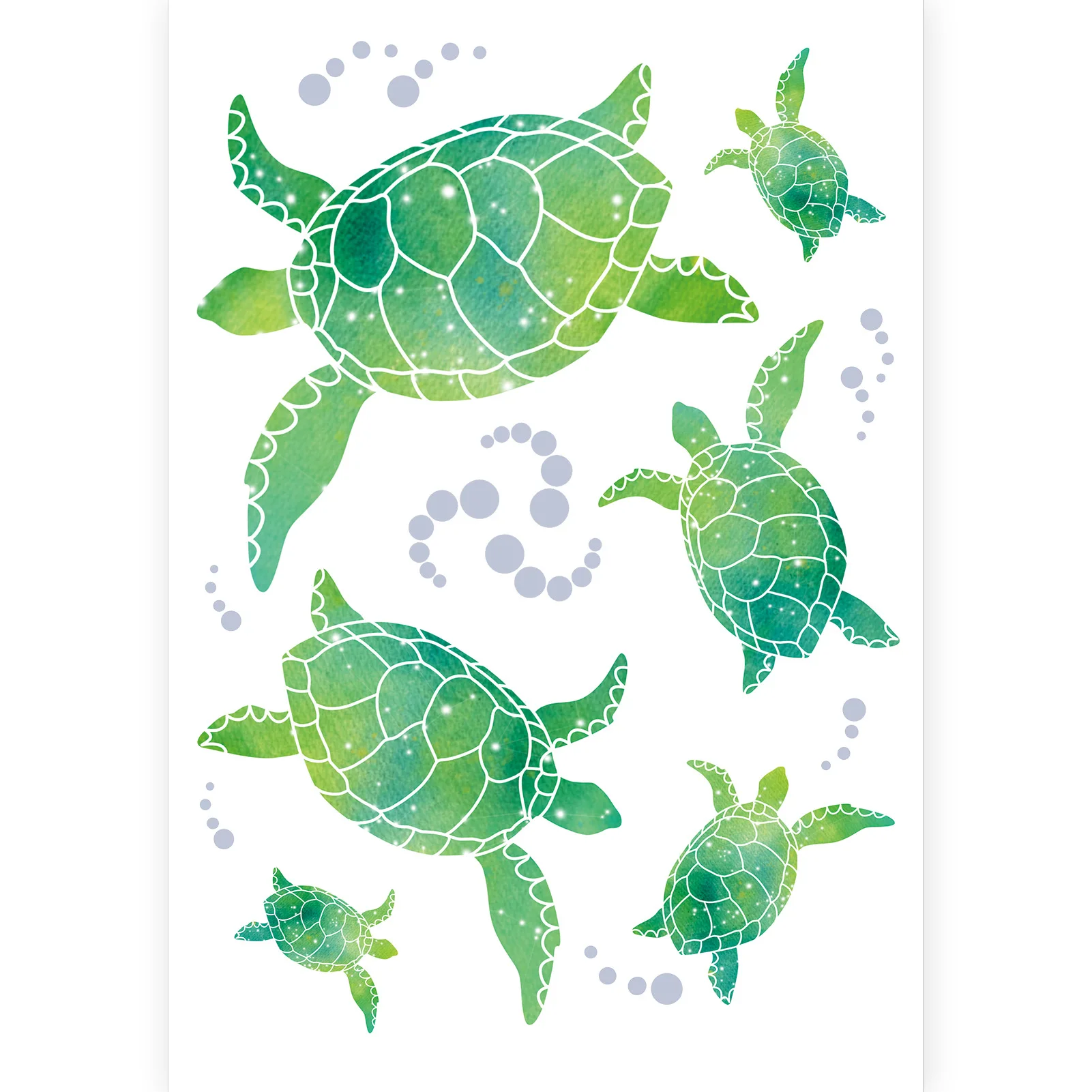 Sea Turtle Wall Decals - 12PCS 3D Vinyl Stickers For Ocean Bathroom & Underwater Party Decor
