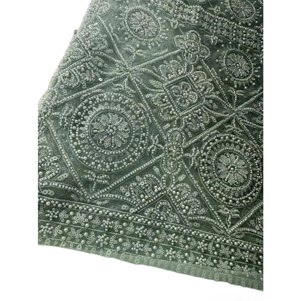 

Африканская кружевная ткань, тюль, кружевная ткань с бусинами, Женская Высококачественная африканская ткань