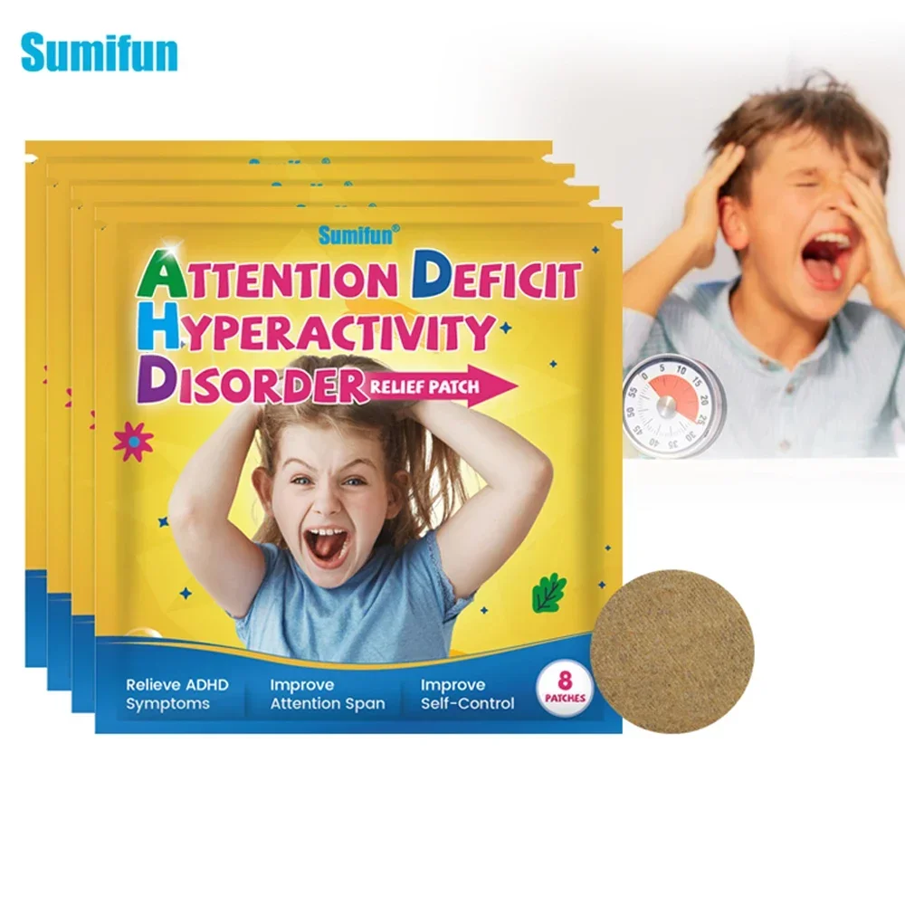 8Pcs Attention Deficit Hyperactivity Disorder Patch Child ADHD Sticker Focus Attention Decompression Care Plaster adhd patch