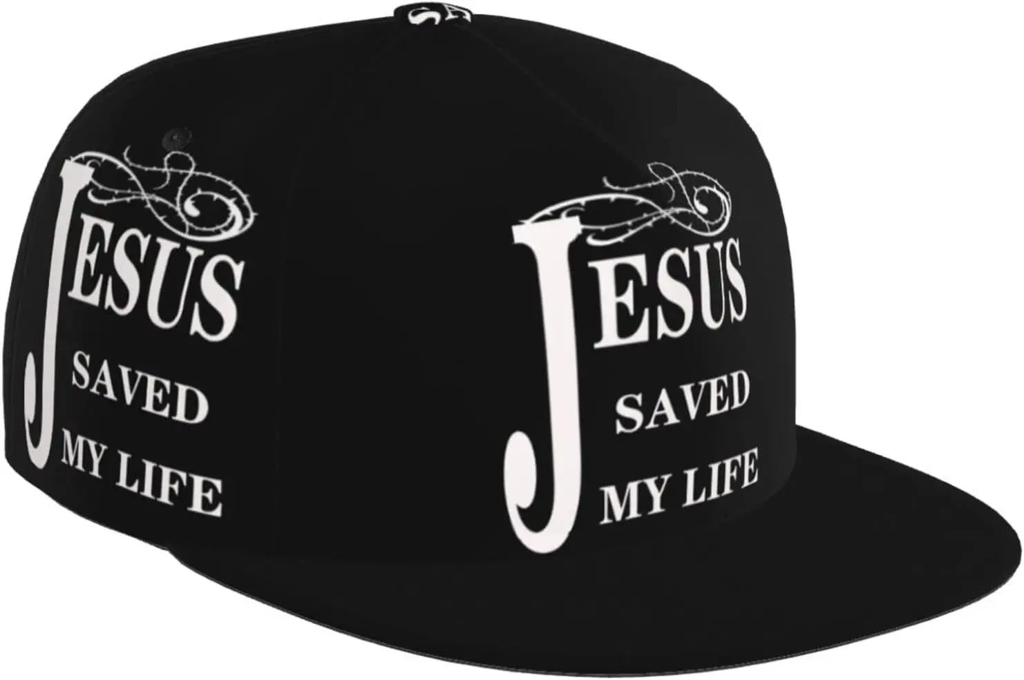 

Jesus Christian Faith Cross Flat Bill Brim Four-Sided Printing Baseball Cap Cool Hip Hop Trucker Hat Men Women Adjustable Baseb