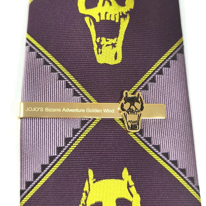 

Anime Jojo Bizarre Adventure Golden Wind Kira Yoshikage Gold Color Necktie Clip Cosplay Costume Props Accessories