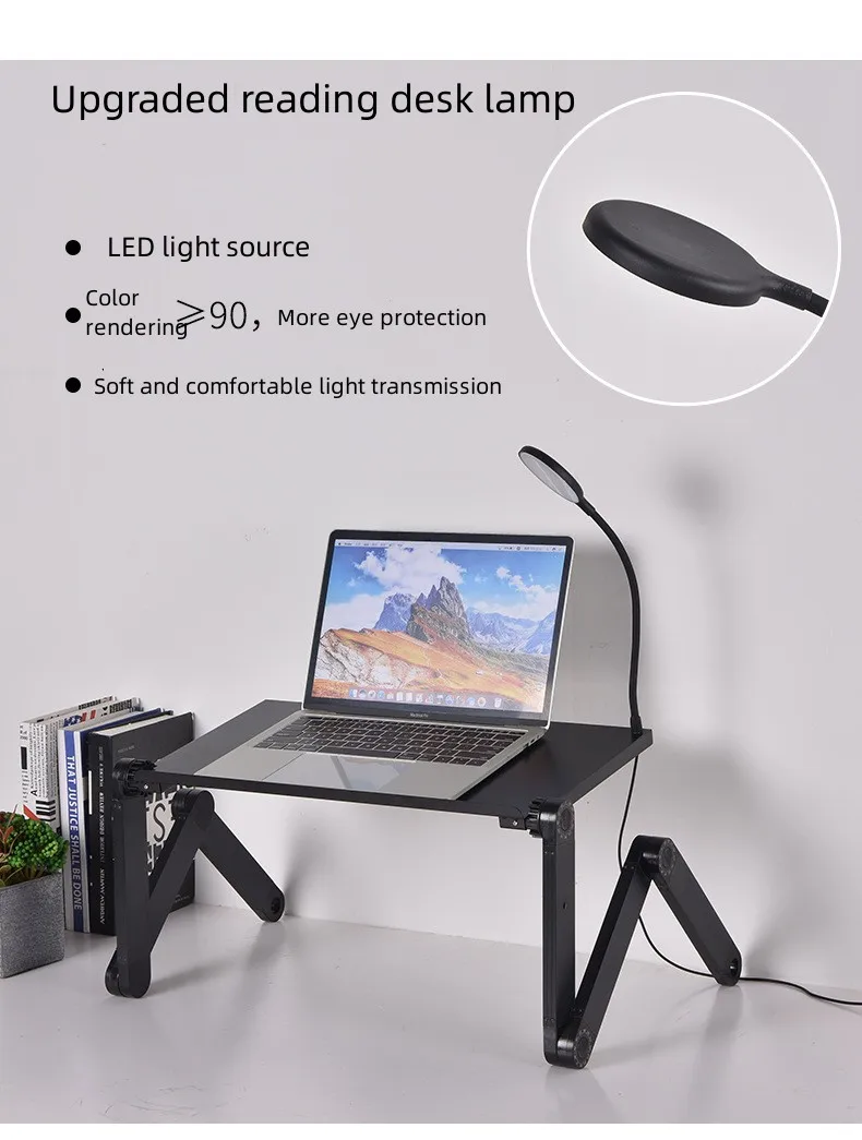Description Picture 5 of itemPortable adjustable foldable computer desk, laptop rack, TV bed, laptop desk rack, with desk lamp, mouse pad, cooling fan, lapto