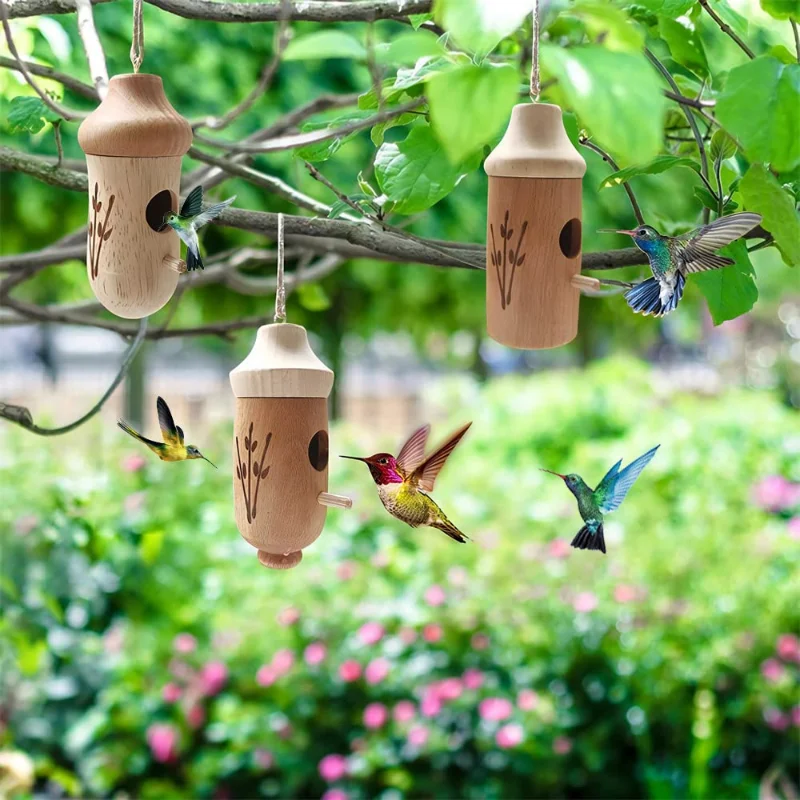 

Wooden Hummingbird House Wooden Hummingbird House Hummingbird Nest Hummingbird Feeder Bird Feeder Outdoor Garden Decor