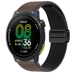 Dual - Tone Silicone and Leather Magnetic Band Strap, 20mm/22mm - 20mm Universal (Coffee color 6)