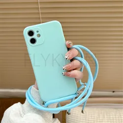 Zachte siliconen crossbody lanyard strap telefoonhoes