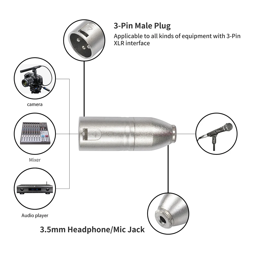 3.5MM Female To Big Three-core Balanced XLR-Canon Male Audio Adapter Mixer Camera Microphone 3.5 Female To-Canon Male Adapter