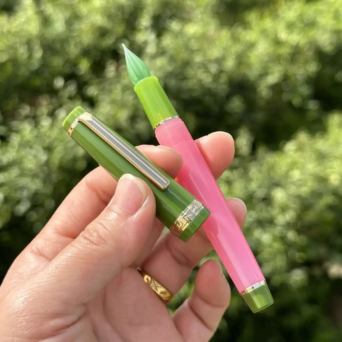 Jinhao 82 Lotus 미세하게 손으로 닦은 유리 팁 딥펜 0.5mm