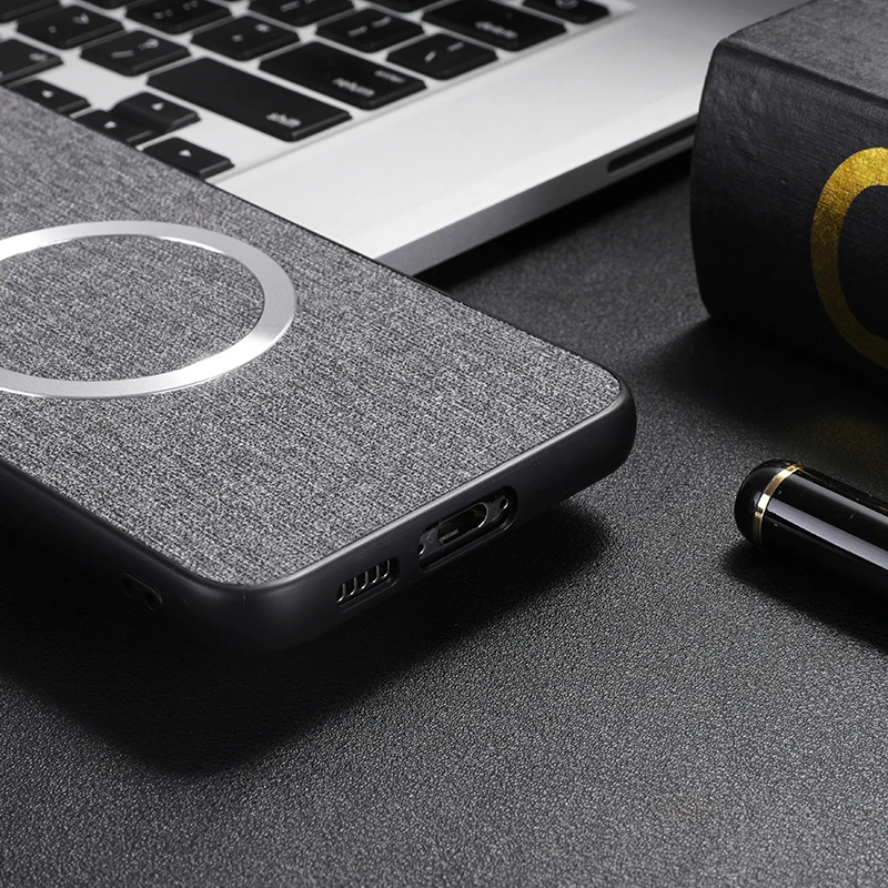Magnetic TPU + PC Ultra-Thin Anti-Slip Woven Textile Cloth Pattern Case