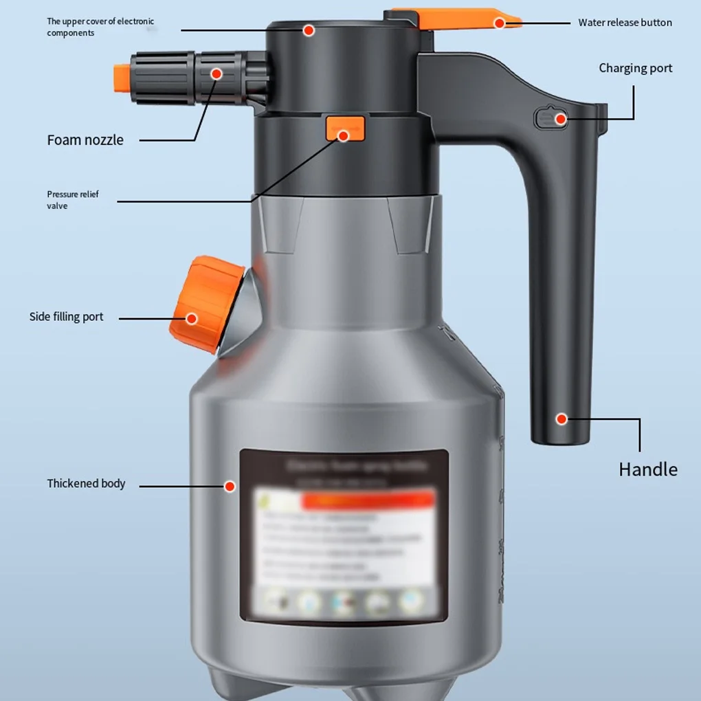 2L Handheld Electric Foam Sprayer Hand Pump Snow Foam Cannon Motorized Car Wash Sprayer for Home Cleaning