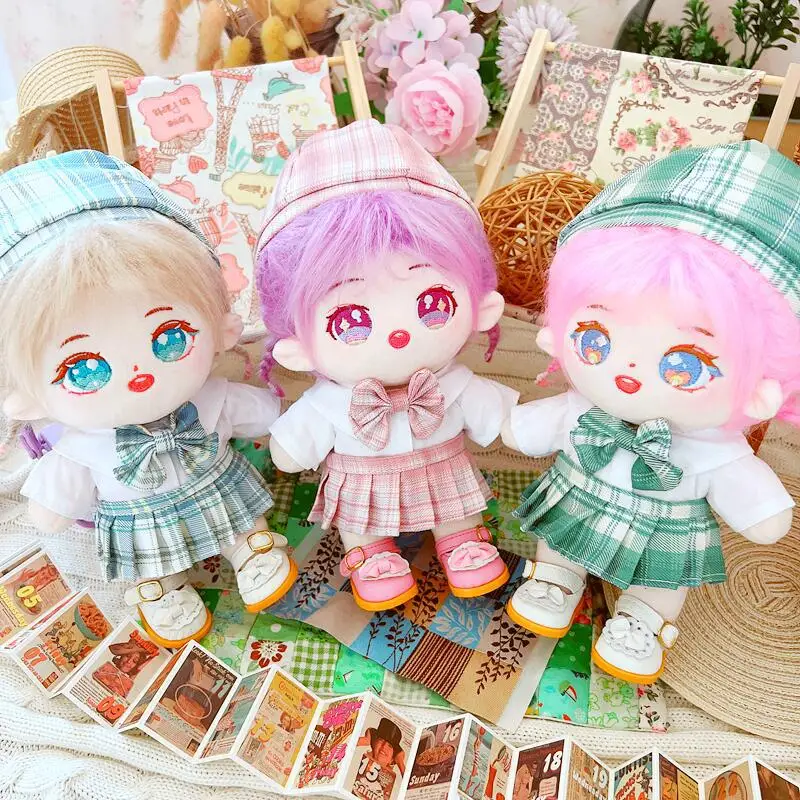 

20cm Kawaii JK Uniform Skirt Suit GirlsPlush Idol Doll DIY Clothes Accessory Soft Stuffed No Attributes Cotton Doll Girls Gifts