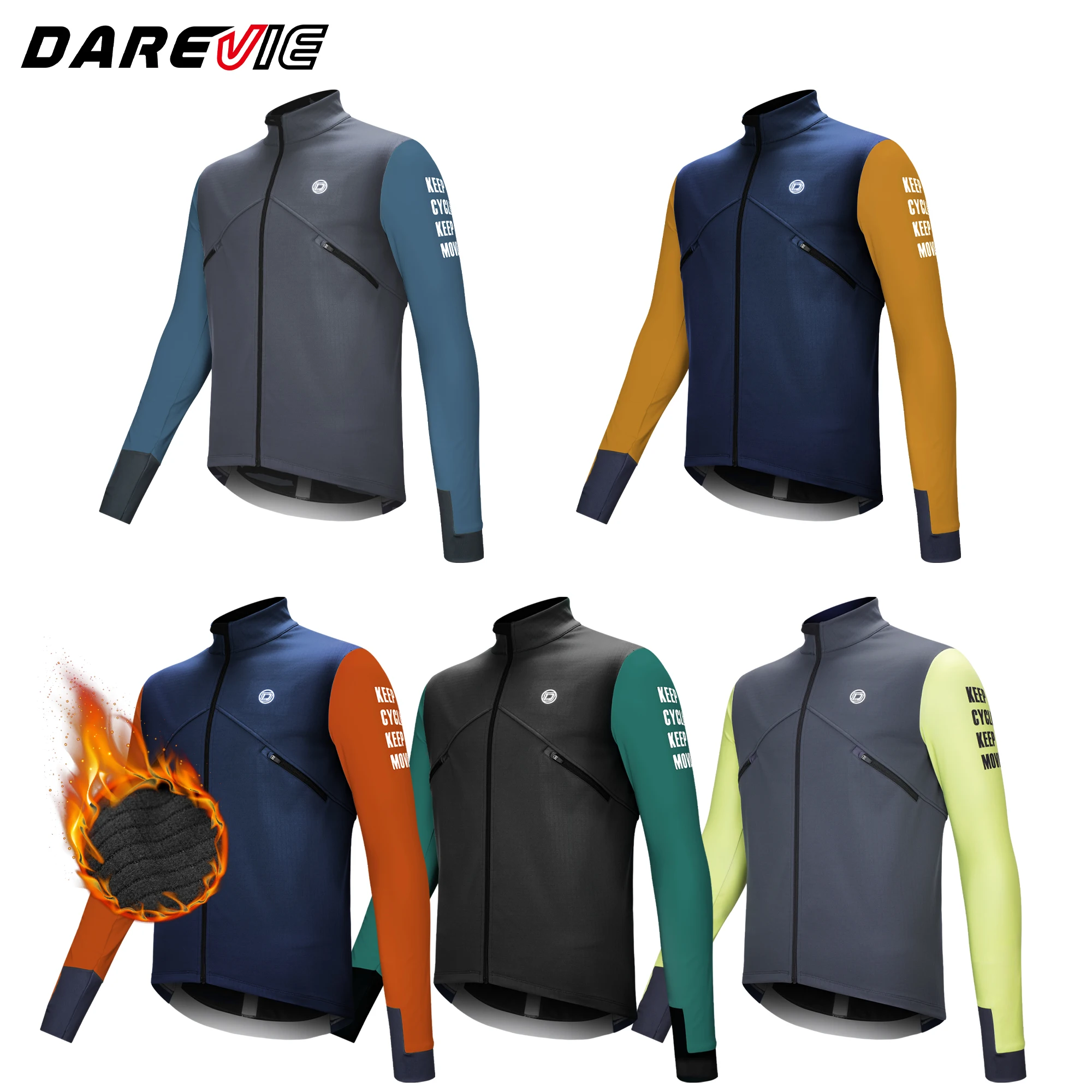 Cycling Jacket DAREVIE Men's WindProof Fleece Pro Longsleeve Warm Soft Brushed Pro Breathable Bicycle Clothing