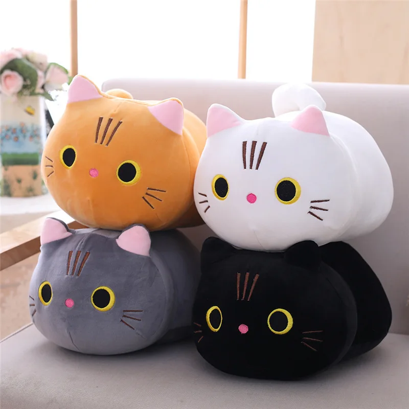 

Hot New 25-50CM Lovely Cartoon Cat Dolls Stuffed Soft Animal Kitten Plush Pillow Toys Kawaii White Black Cat Gift for Boys Girls