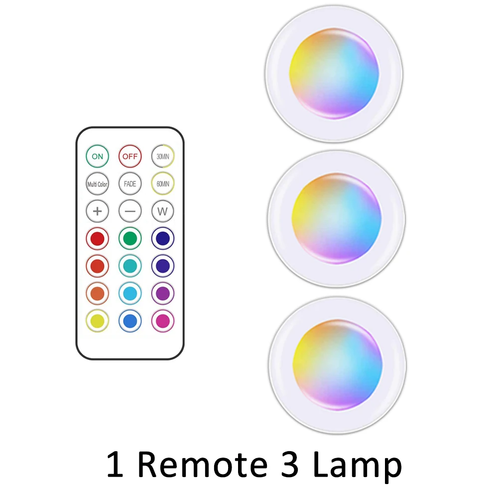 Wireless LED Under Cabinet Lights with Remote-Controlled RGB Color Options
