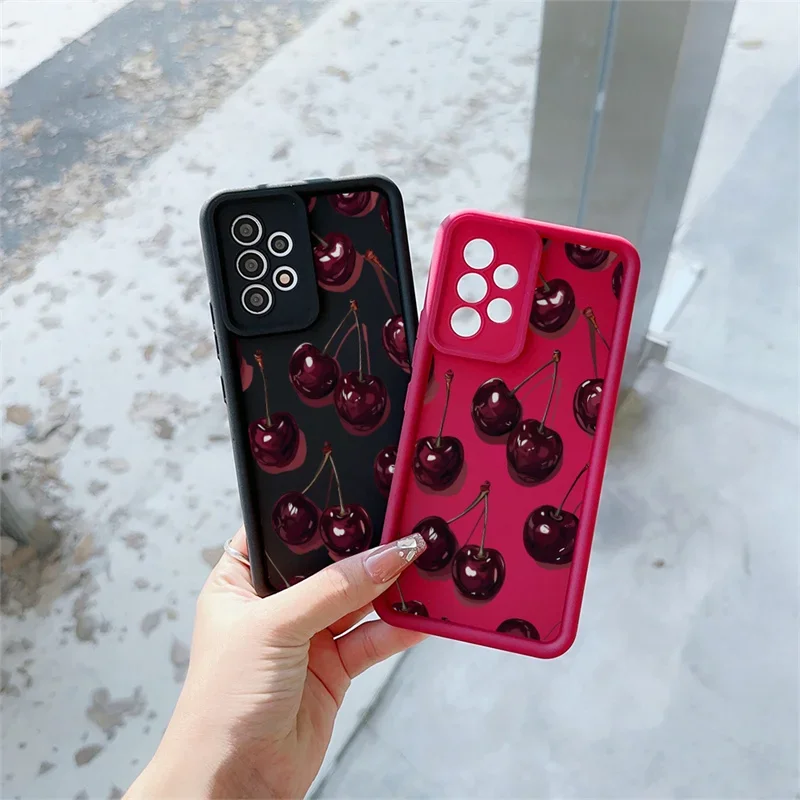 Silicone Red Cherry Bow Phone Case Cover