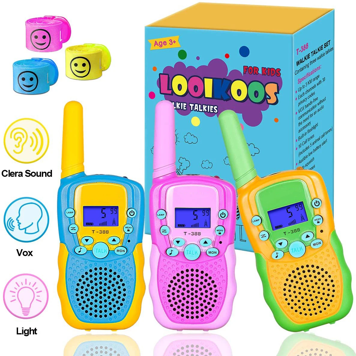 T388 Walkie Talkie bambini 2 pezzi ricevitore Radio Walkie Talkie giocattolo regalo di compleanno per bambini giocattoli per bambini per ragazze dei ragazzi 3 Km tenuto in mano