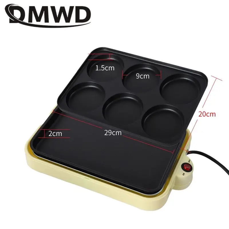 DMWD Electric egg roasted hamburger machine red bean cake pie crepe maker pancake baking barbecue omelette frying pan non-stick