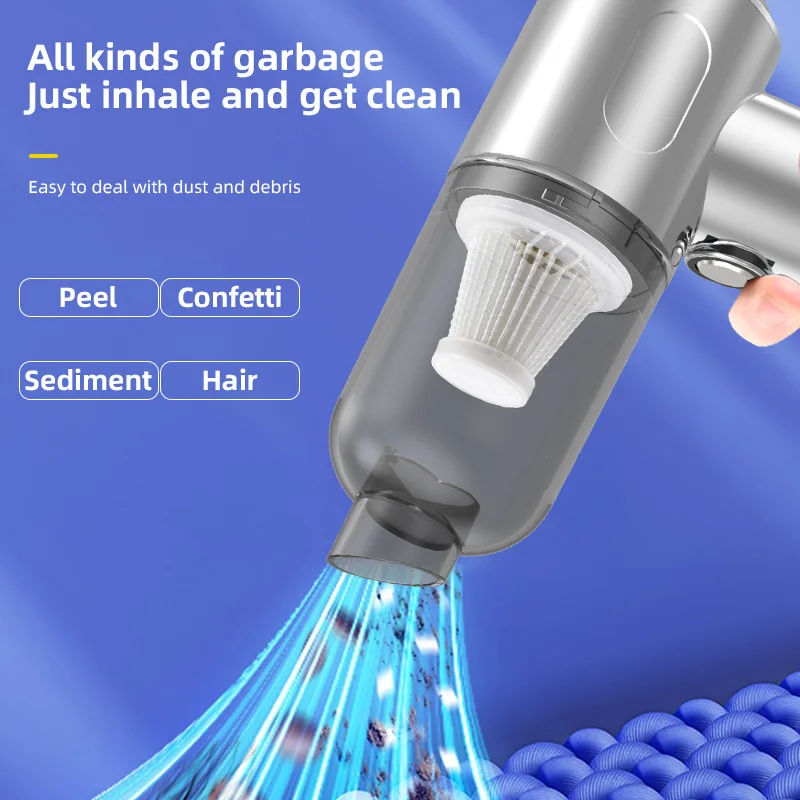 Car Vacuum Cleaner Handheld Small Car Cleaner High Power Mini Charging Multifunctional Blowing Tool Lighting Cleaning