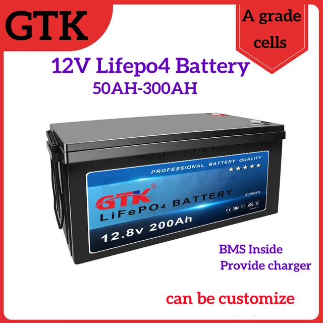 Gtk Lifepo4 リン酸鉄リチウムイオンバッテリー 12v 200Ah 20A充電器付き