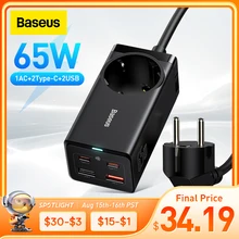 Baseus 65W GaN Charger Power Strip 4 ports Fast Desktop Adapter Fast Charging Station For iphone 13 12 Pro Max Xiaomi Samsung