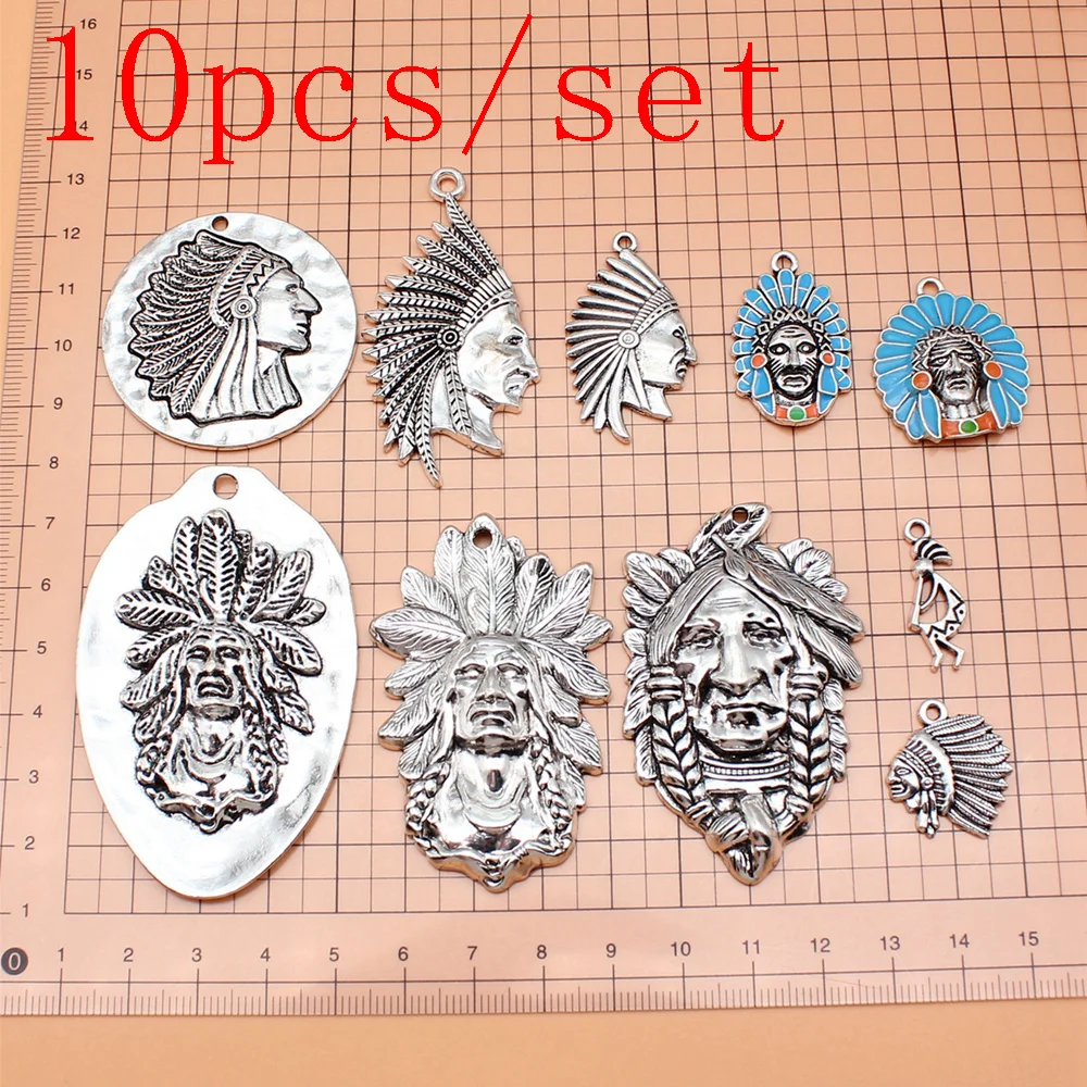 

10pcs/set Indians Charms Accessories For Jewelry Findings Vintage
