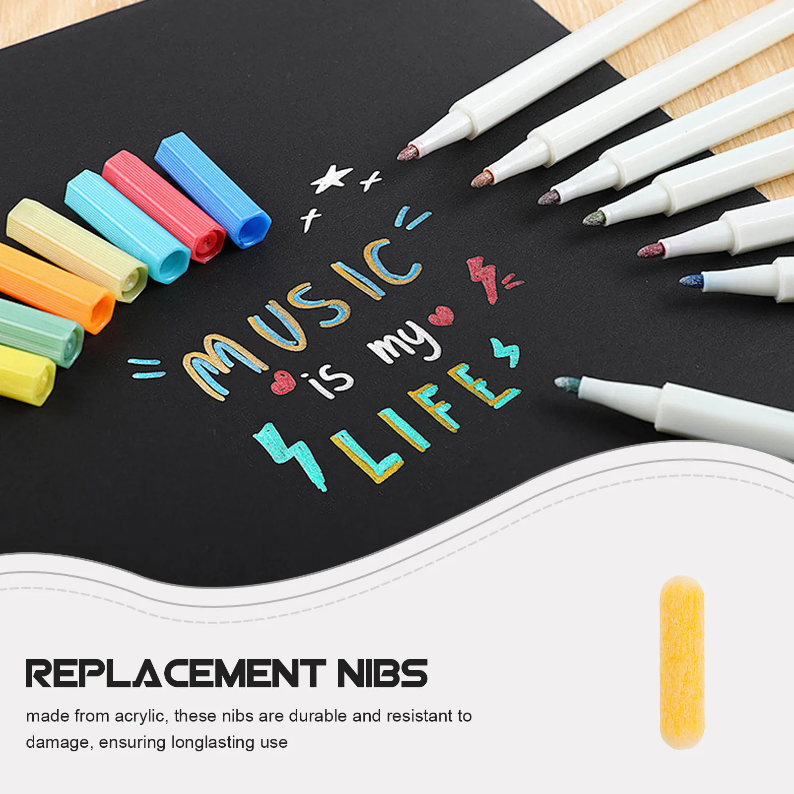 10개 마커 펜 리필 닙 페인트 예비 아크릴 마커 유리 교체용 미세 브러시