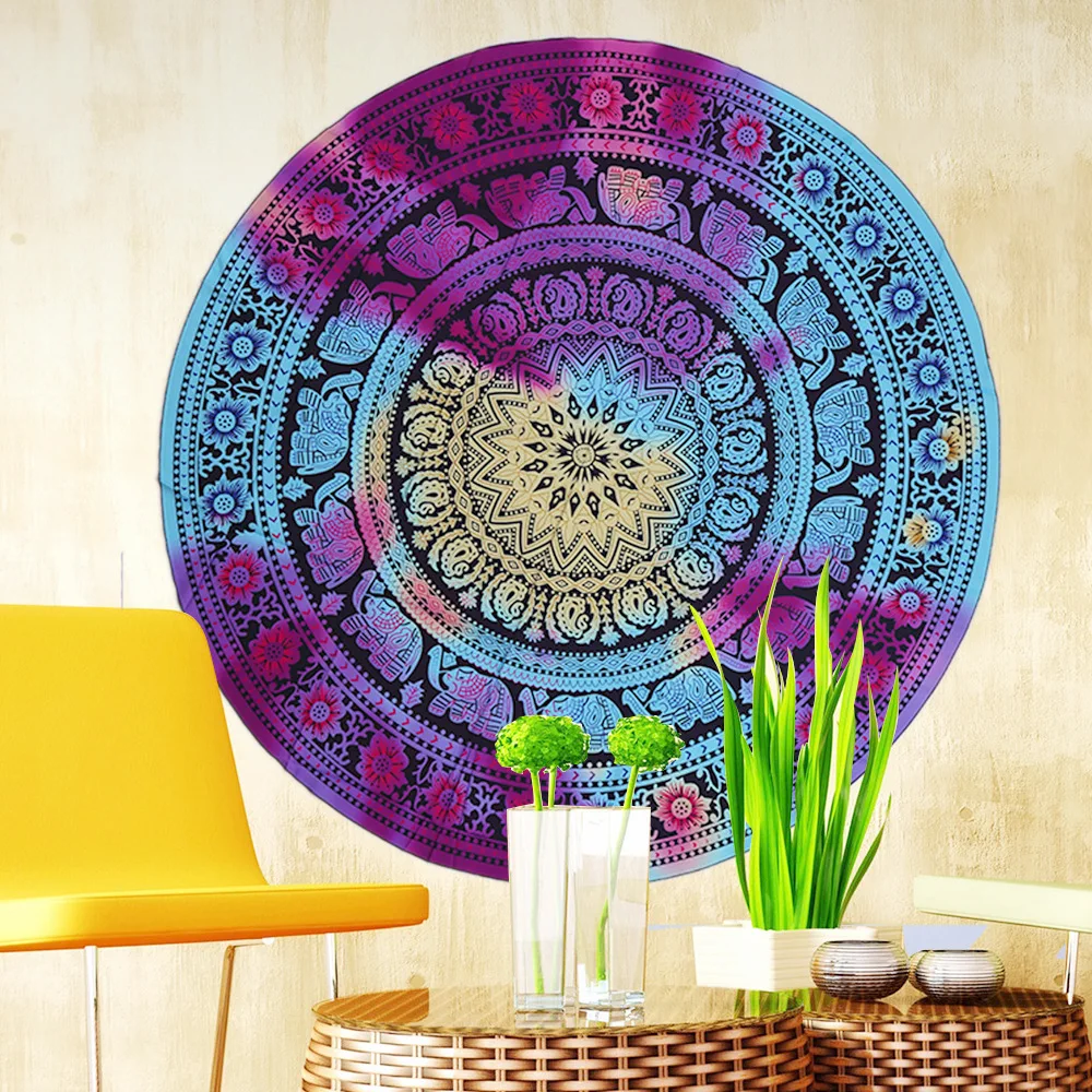 Yoga Mat Blanket Mandala Beach Towel Indian Large Lotus Printing Round Tassel Tapestry Totem Floor Pad For Decorative