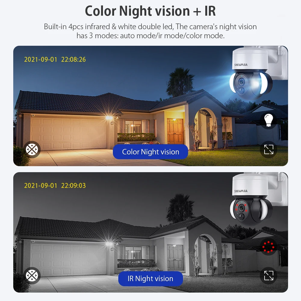SHIWOJIA Solar Camera 4G SIM /Wifi Outdoor Wireless Cctv Cloud H265 Solar Power Garden Lights Security Surveillance Battery Cam