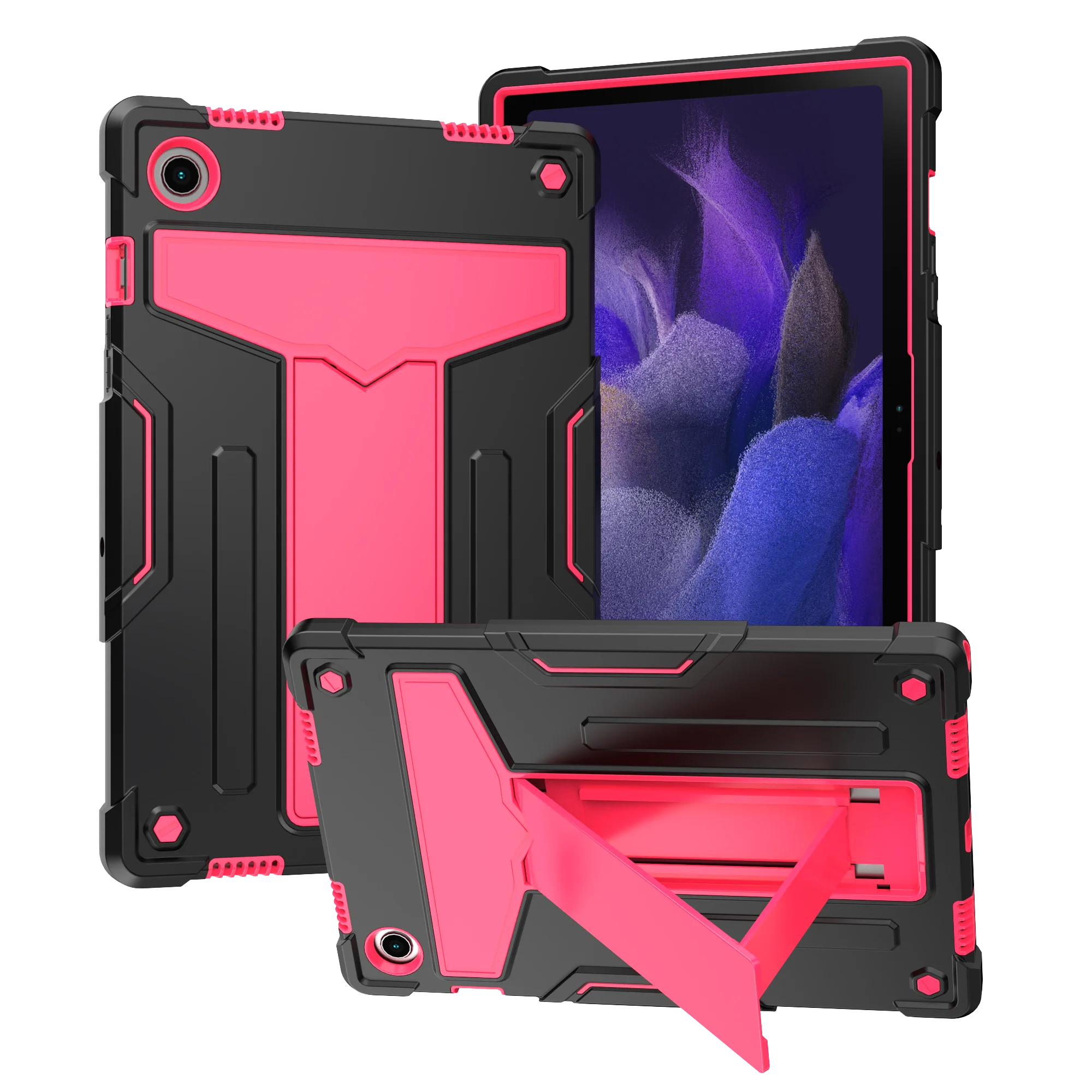 Sleek Two-Tone Tablet Case with Built-in T-Shaped Stand and All-Round Protection