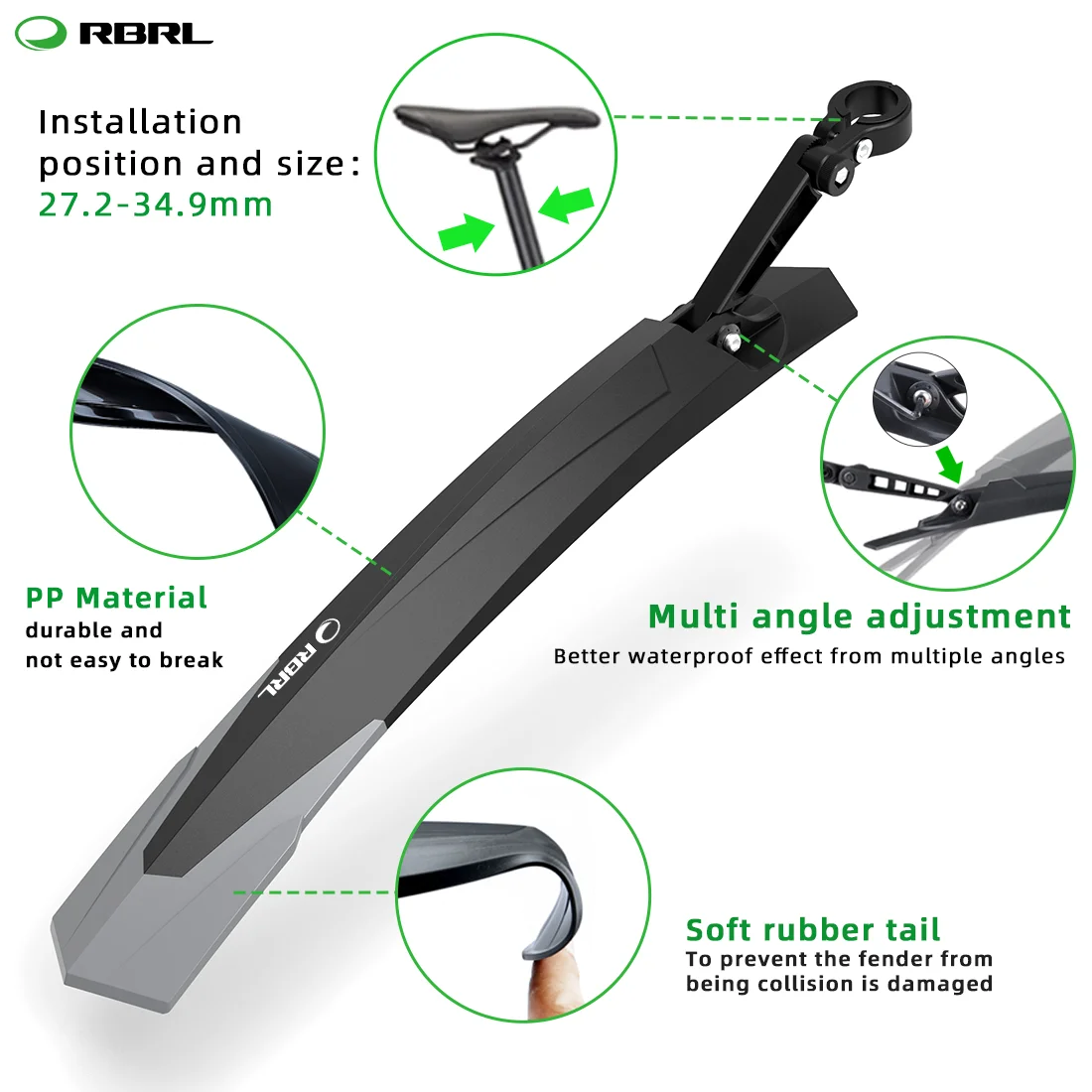RBRL Mtb Mudguard Mud Flaps for Bicycle 27.5 Adjustable Mudguard for Mountain Bike Widen Lengthen Quick Release Bike Accessories bicycle fender