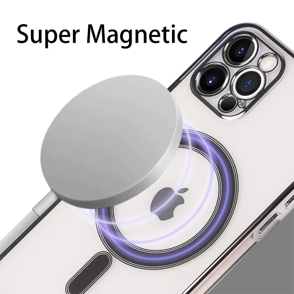 Original for Magsafe Magnetic Wireless Charging Plating Case for iPhone 13 12 11 Pro Max Mini X Xs XR 7 8 Plus Transparent Cover iphone xr cover