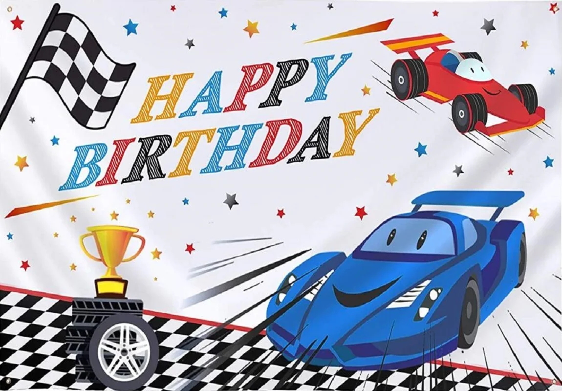 thumbnail image 1 of Fondo de fotografía de coche de carreras, decoraciones para fiesta de cumpleaños, decoración de fondo, pancarta para baby shower, foto personalizada, Caitoon Hot Wheels, 1 of 5