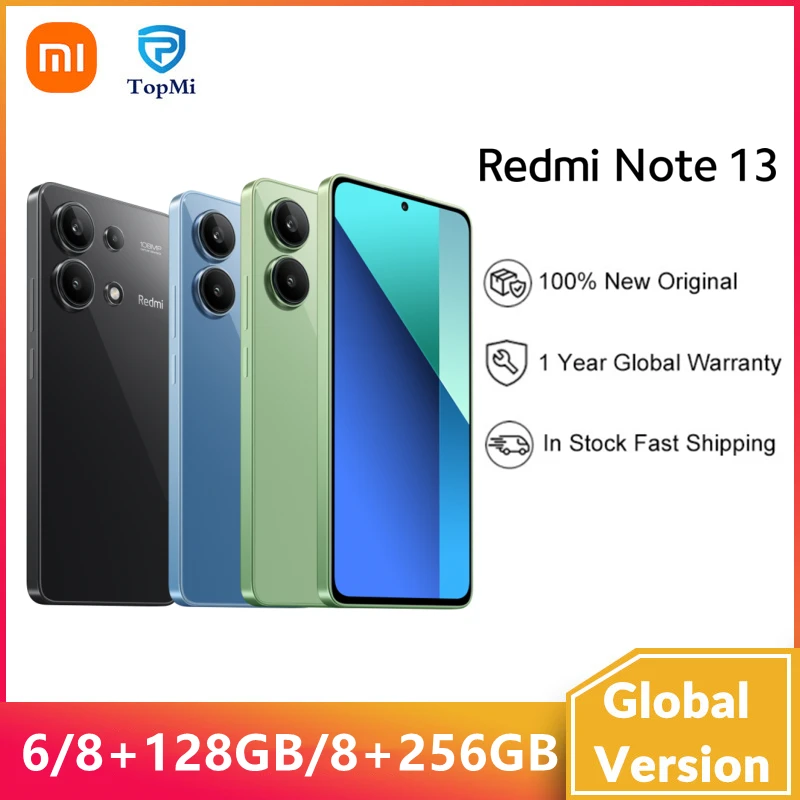 

Xiaomi Redmi Note 13 Global Version 8GB 256GB 6GB 128GB Snapdragon® 685, 120Hz 6.67" AMOLED Display 108MP 5000mAh Redmi Note13