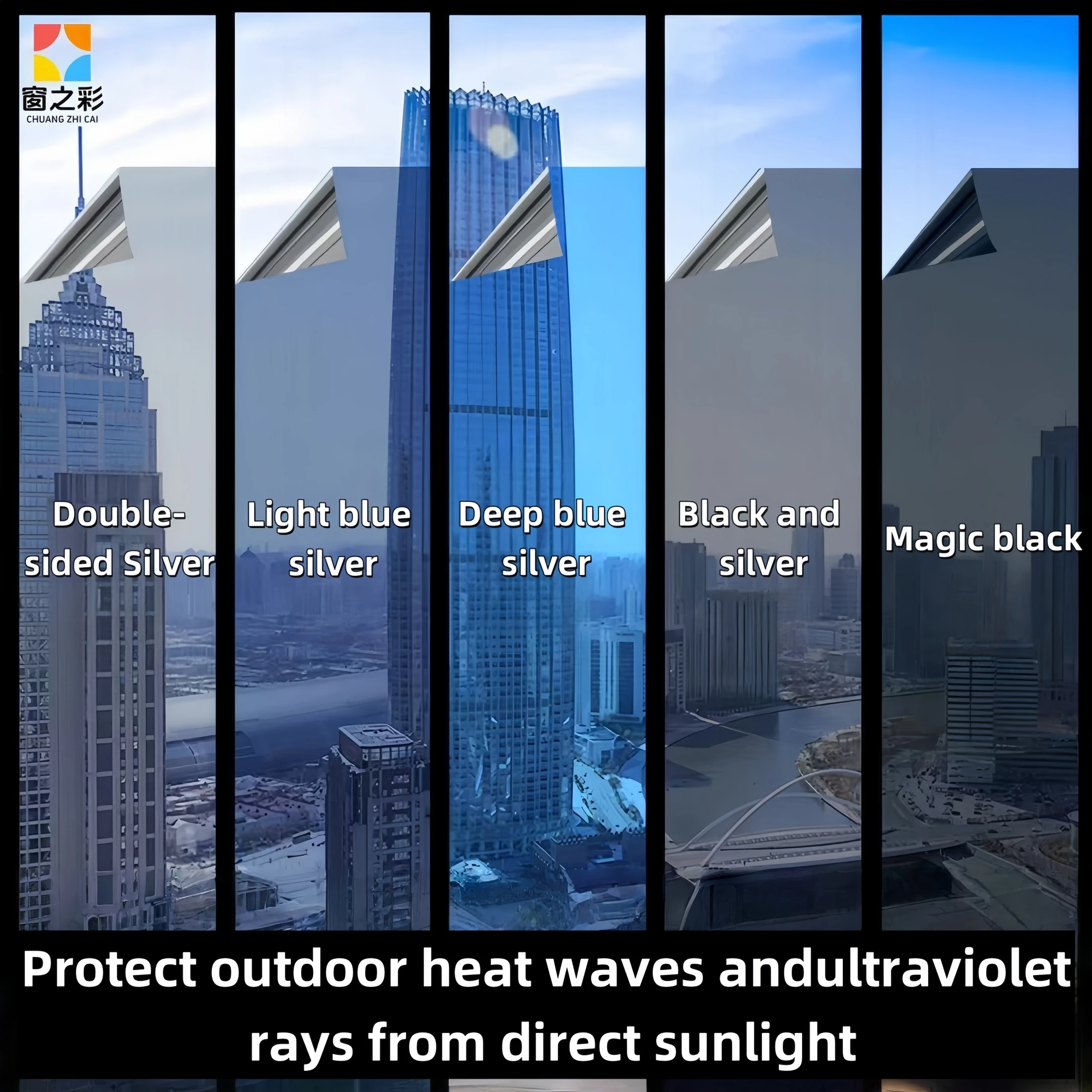 One-Way Perspective Glass Window Sticker Insulating Window Film Privacy Film Isolation 99% Uv Mirror Reflection