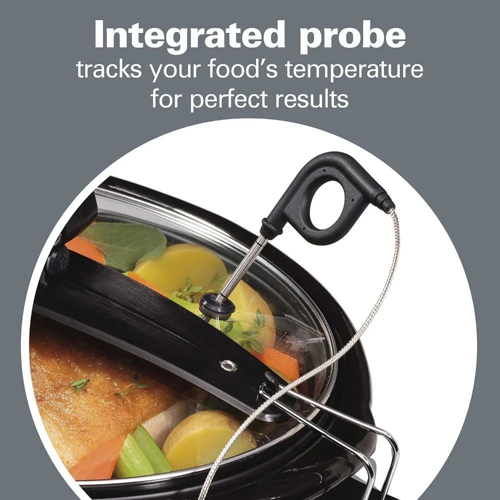 Portable 6 Quart Set & Digital Programmable Slow Cooker with Lid Lock, Temperature Probe, Dishwasher Safe Crock & Lid, Stainless 2