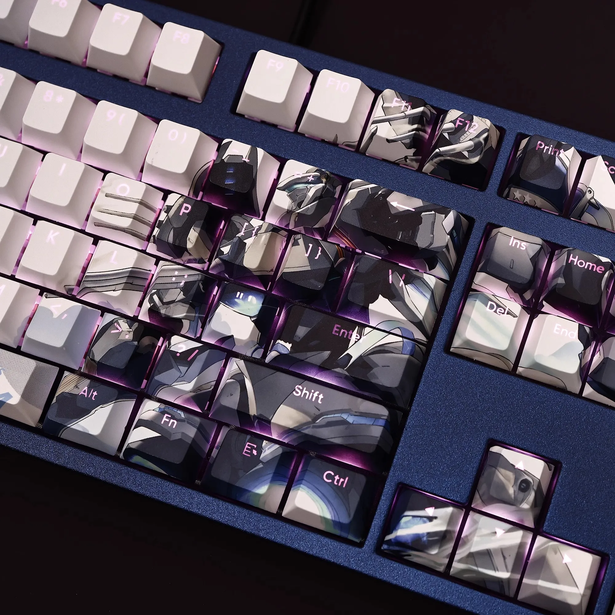 Caps de Teclado Azur Lane Anime Gaming ur Guam Keycap Pbt Dye Subbed Keycaps Retroiluminados do Jogo para Ansi 61 87 104 108 Layout Conjunto de 108 Teclas - Imagem 3