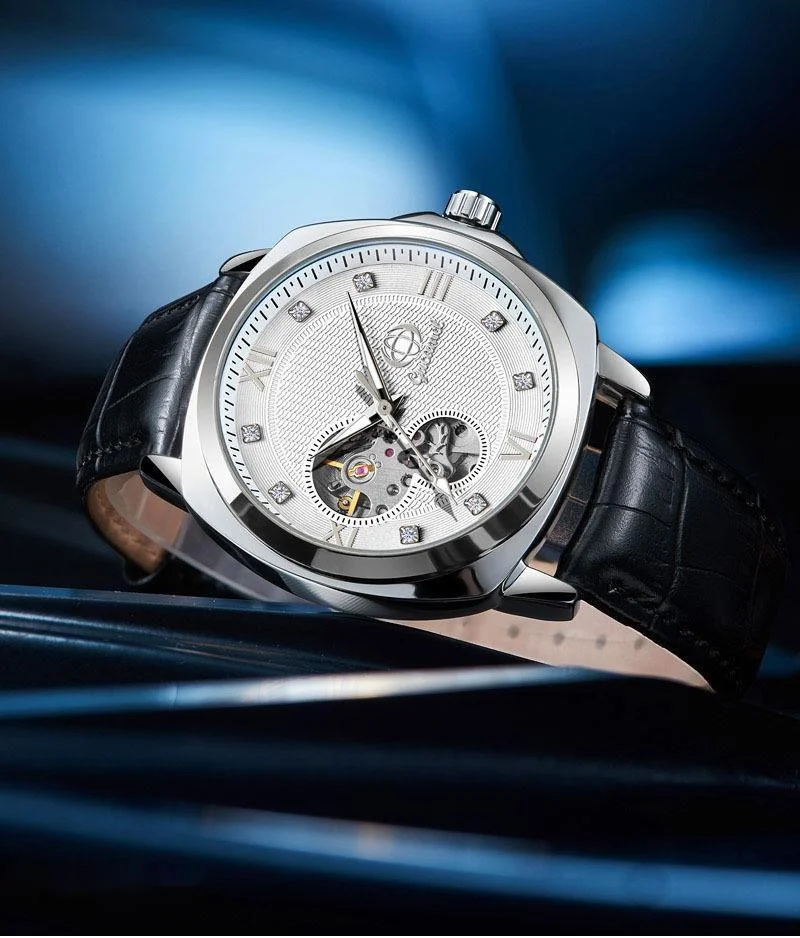 Ny klocka Gucamel Herr helautomatisk mekanisk klocka Affärsmode Diamant infälld klocka Night Glow Creative Watch_voghion.com