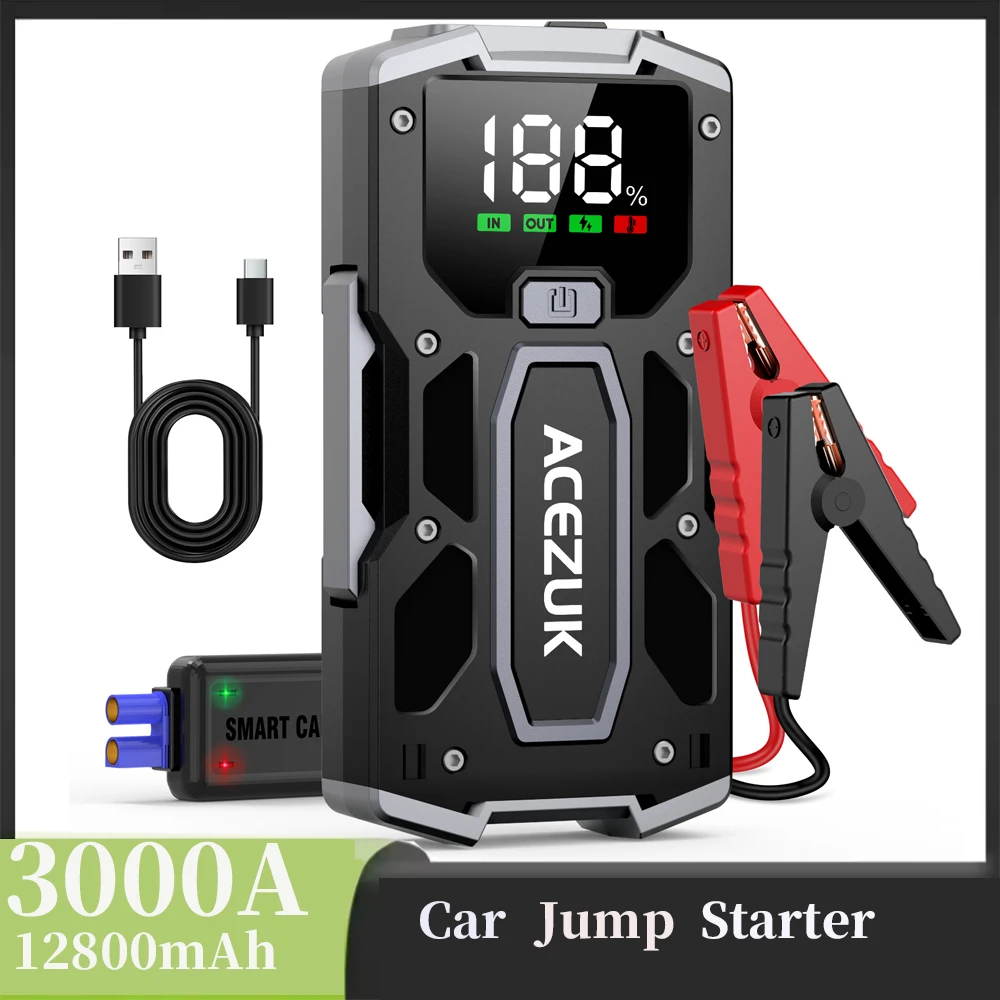 12800mAh 3000A Car Jump Starter Power Bank 12V Portable Car Battery Booster Charger Starting Device 1
