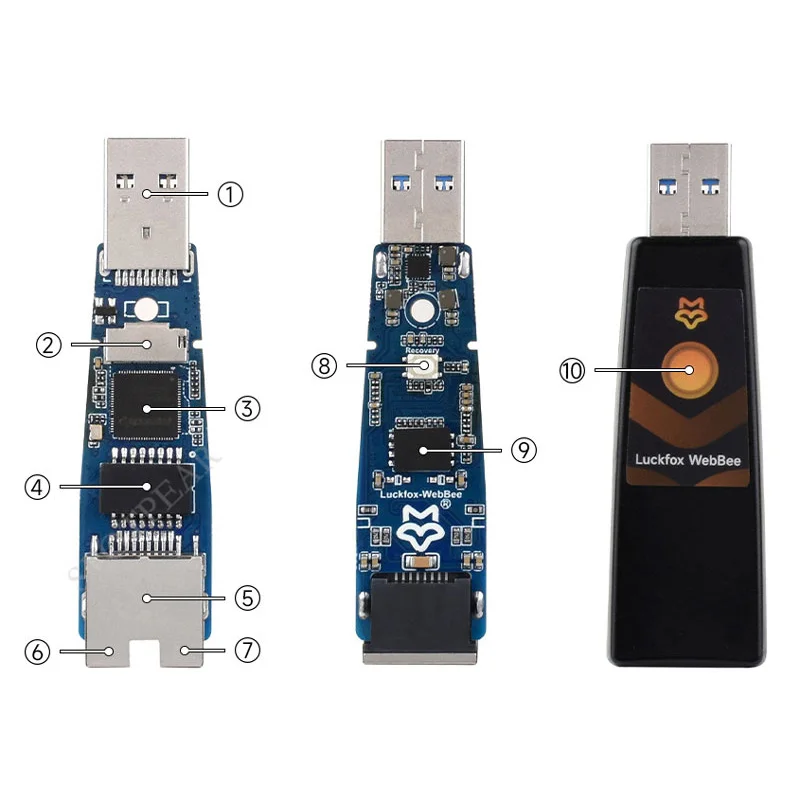 Luckfox Pico WebBee RV1103 Linux Development Board With Case and Flash RJ45 Ethernet PHY Cortex A7 RISC-V 64MB development board