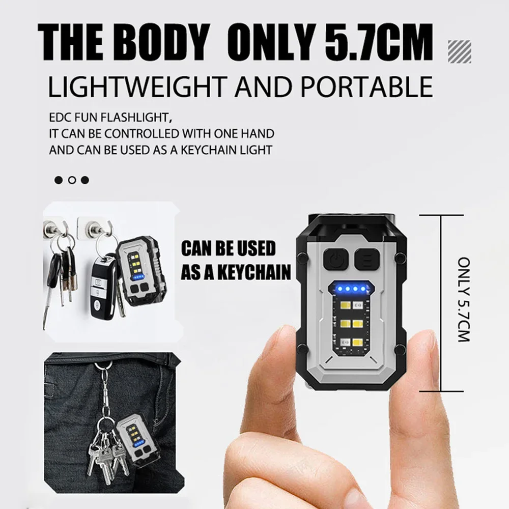 Type-C LED Handheld Strong Light Pocket Keychain Flashlight Mini Flashlight Small Torch Light Outdoor Hiking Camping Accessories - 39